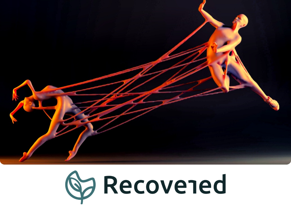 Stock Image of two animated people with strings attached between them.